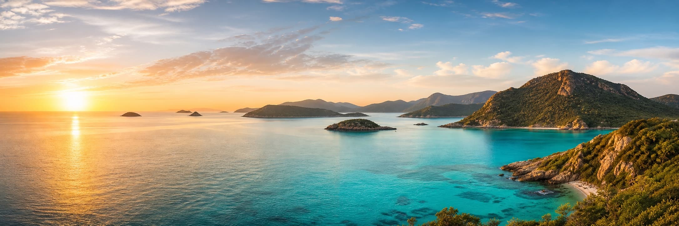 Turquoise water under an open sky